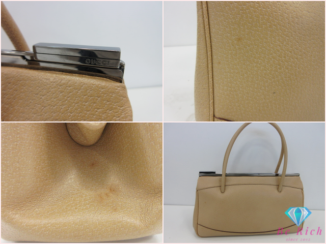 グッチ GUCCI ハンドバッグ 92726 ベージュ シルバー 金具 レザー ロゴ 手提げ 肩掛け 鞄 パーティ 【中古】【送料無料】 bk10662