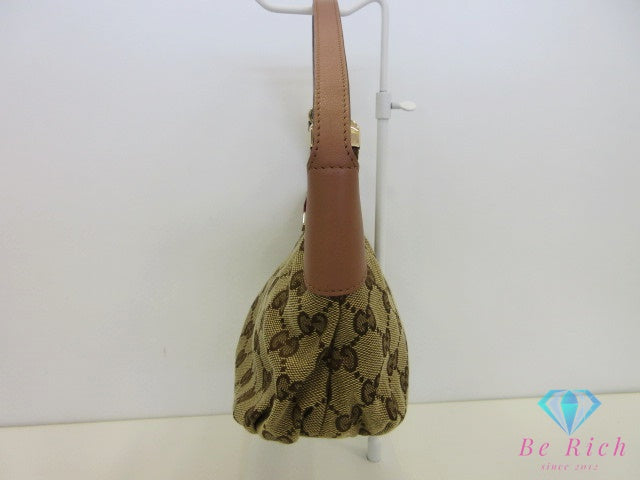 グッチ GUCCI ミニ ハンドバッグ 224093 GG シェリー ベージュ ピンク ベージュ 茶 キャンバス レザー ロゴ アクセサリー ポーチ 化粧 コスメ 小物【中古】【送料無料】 bk10666