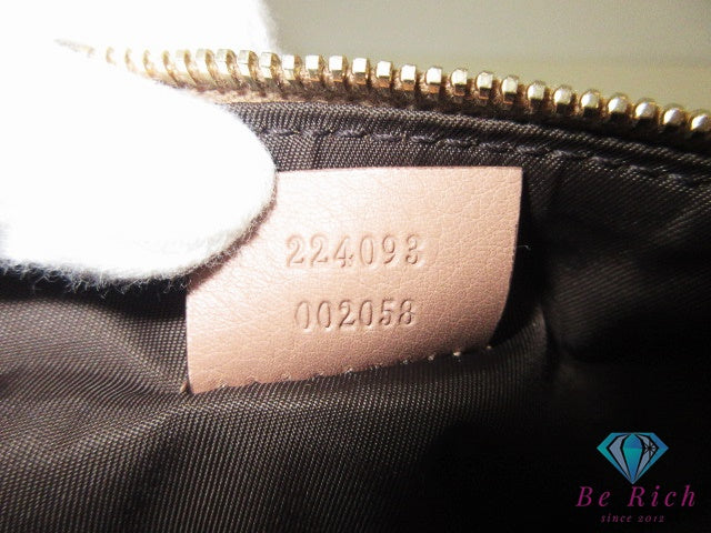 グッチ GUCCI ミニ ハンドバッグ 224093 GG シェリー ベージュ ピンク ベージュ 茶 キャンバス レザー ロゴ アクセサリー ポーチ 化粧 コスメ 小物【中古】【送料無料】 bk10666