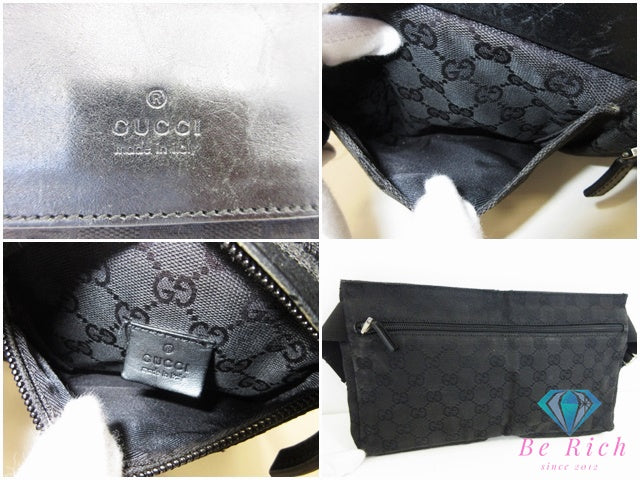 グッチ GUCCI ウエストバッグ 28566 GG ロゴ 黒 ブラック ウエストポーチ ボディバッグ ベルト 鞄 メンズ レディース 【中古】【送料無料】 bk10671