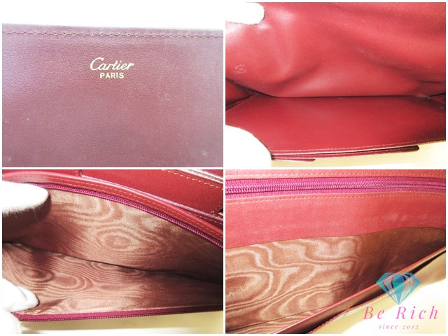 カルティエ Cartier セカンドバッグ クラッチバッグ マスト ライン ボルドー レザー ロゴ ポーチ ハンドバッグ 手持ち 鞄 【中古】【送料無料】 bk10672
