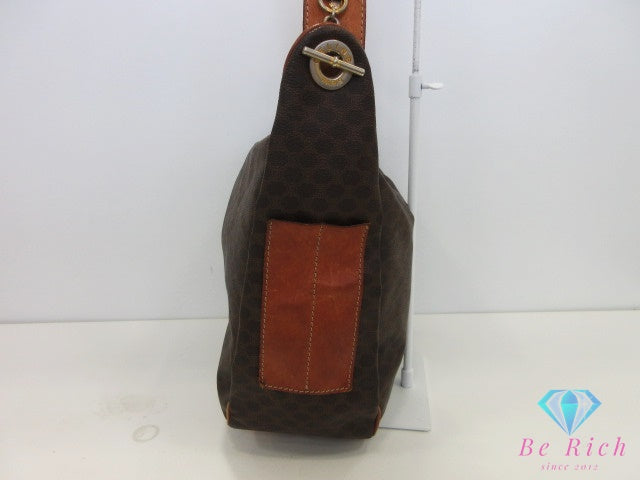 セリーヌ CELINE ショルダーバッグ マカダム ブラウン 茶 ロゴ ブラゾン PVC レザー クロスボディ 肩掛け 斜め掛け 鞄 ヴィンテージ  【中古】【送料無料】 bk10680