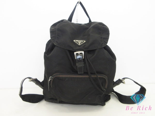 プラダ PRADA バックパック リュックサック B4650 ブラック 黒 ナイロン レザー ポコノ 三角 プレート ロゴ ショルダーバッグ 鞄 【中古】【送料無料】bk10681