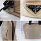 プラダ PRADA ハンドバッグ ベージュ ブラック 黒 キャンバス レザー 三角 プレート ロゴ 手提げ 鞄  【中古】【送料無料】 bk10687