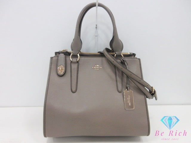 コーチ COACH クロスビー キャリーオール 2way ハンドバッグ ショルダーバッグ 33545 グレー レザー ロゴ トートバッグ 鞄 【中古】【送料無料】 bk10690