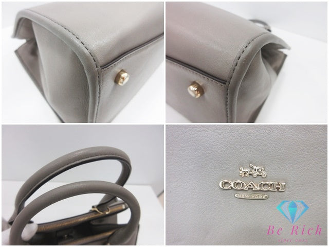 コーチ COACH クロスビー キャリーオール 2way ハンドバッグ ショルダーバッグ 33545 グレー レザー ロゴ トートバッグ 鞄 【中古】【送料無料】 bk10690