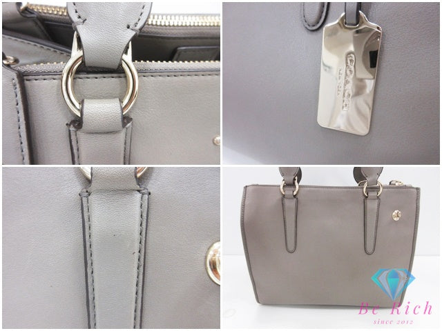 コーチ COACH クロスビー キャリーオール 2way ハンドバッグ ショルダーバッグ 33545 グレー レザー ロゴ トートバッグ 鞄 【中古】【送料無料】 bk10690