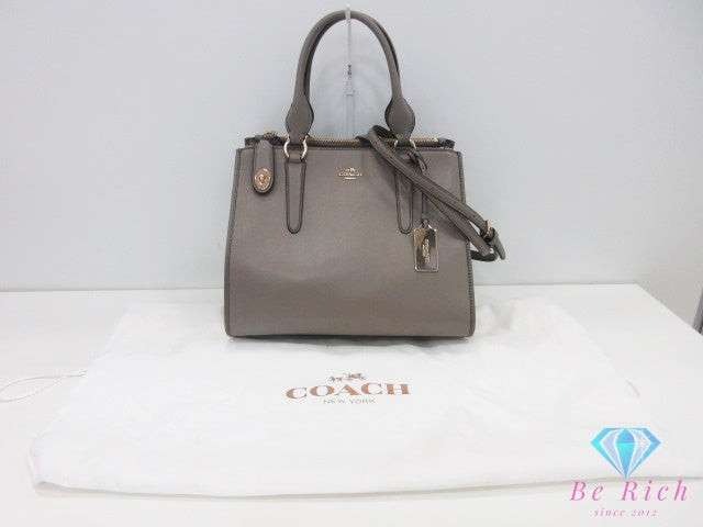 コーチ COACH クロスビー キャリーオール 2way ハンドバッグ ショルダーバッグ 33545 グレー レザー ロゴ トートバッグ 鞄 【中古】【送料無料】 bk10690