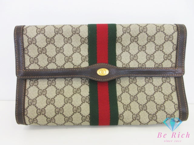 グッチ GUCCI クラッチバッグ 41.014.3087.30  アクセサリーコレクション シェリー ベージュ 茶 ブラウン PVC レザー  セカンドバッグ ビジネスバッグ オールド【中古】【送料無料】 bk10691