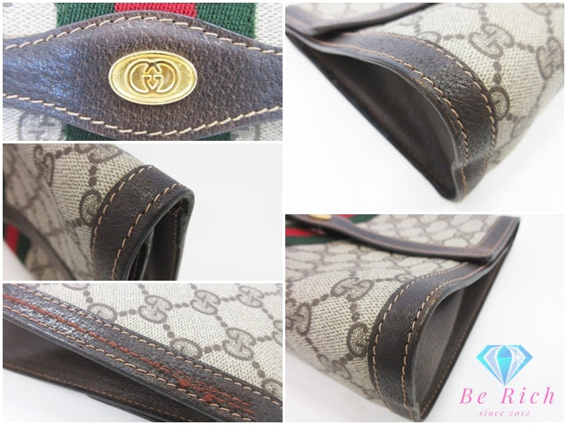 グッチ GUCCI クラッチバッグ 41.014.3087.30  アクセサリーコレクション シェリー ベージュ 茶 ブラウン PVC レザー  セカンドバッグ ビジネスバッグ オールド【中古】【送料無料】 bk10691