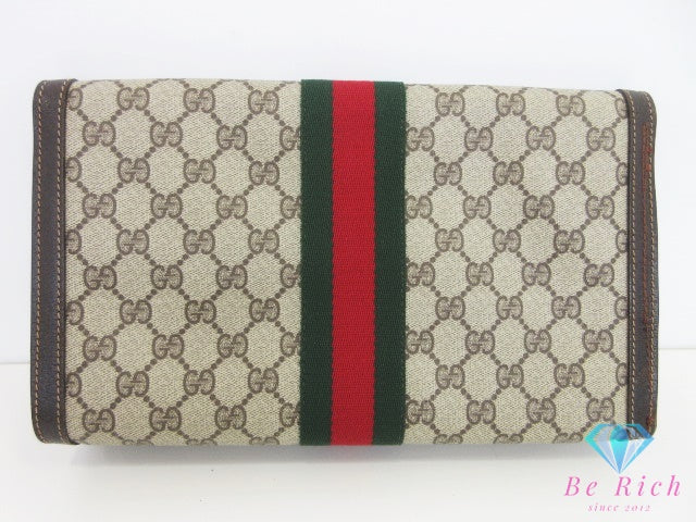 グッチ GUCCI クラッチバッグ 41.014.3087.30  アクセサリーコレクション シェリー ベージュ 茶 ブラウン PVC レザー  セカンドバッグ ビジネスバッグ オールド【中古】【送料無料】 bk10691
