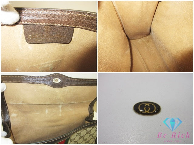 グッチ GUCCI クラッチバッグ 41.014.3087.30  アクセサリーコレクション シェリー ベージュ 茶 ブラウン PVC レザー  セカンドバッグ ビジネスバッグ オールド【中古】【送料無料】 bk10691