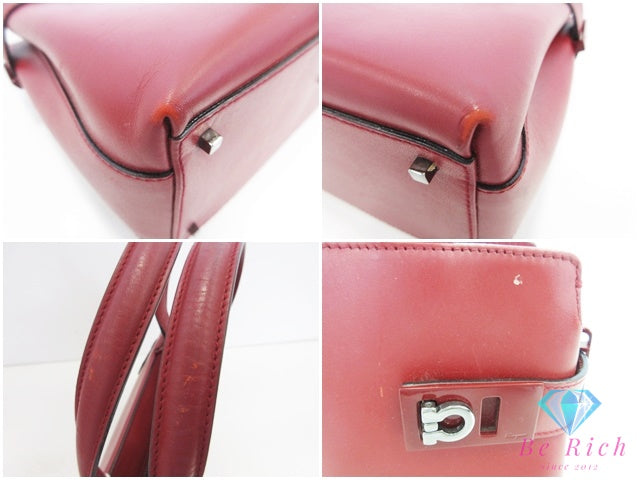フェラガモ Salvatore Ferragamo ガンチーニ 2way ハンドバッグ ストラップなし AQ21 8881 赤 レッド レザー ロゴ 鞄 手提げ  【中古】【送料無料】 bk10692
