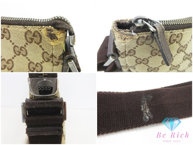 グッチ GUCCI ショルダーバッグ 114273 GG ブラウン 茶 キャンバス レザー ロゴ 斜め掛け 鞄 【中古】【送料無料】bk10704