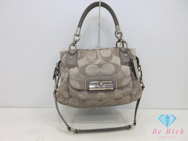コーチ COACH シグネチャー 2way ハンドバッグ ショルダーバッグ 16812 サテンキャンバス レザー ロゴ クロスボディ 鞄 【中古】【送料無料】 bk10709