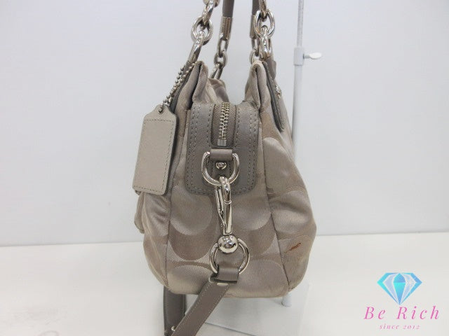 コーチ COACH シグネチャー 2way ハンドバッグ ショルダーバッグ 16812 サテンキャンバス レザー ロゴ クロスボディ 鞄 【中古】【送料無料】 bk10709