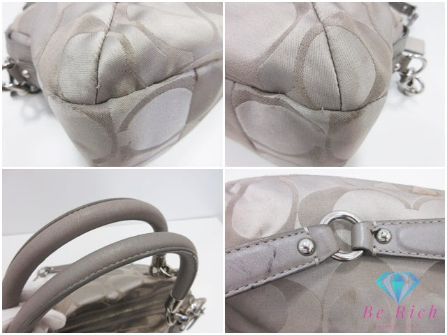 コーチ COACH シグネチャー 2way ハンドバッグ ショルダーバッグ 16812 サテンキャンバス レザー ロゴ クロスボディ 鞄 【中古】【送料無料】 bk10709