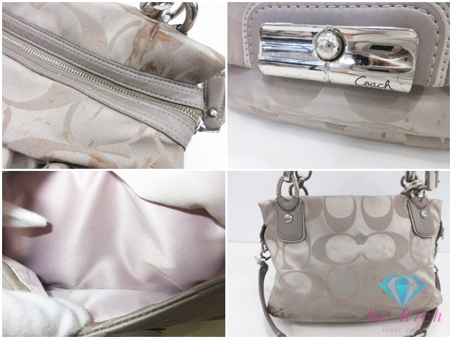 コーチ COACH シグネチャー 2way ハンドバッグ ショルダーバッグ 16812 サテンキャンバス レザー ロゴ クロスボディ 鞄 【中古】【送料無料】 bk10709