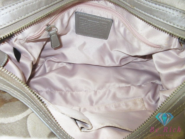 コーチ COACH シグネチャー 2way ハンドバッグ ショルダーバッグ 16812 サテンキャンバス レザー ロゴ クロスボディ 鞄 【中古】【送料無料】 bk10709