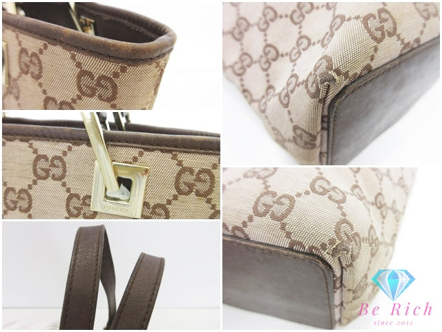 グッチ GUCCI ハンドバッグ トートバッグ 002.1099 ベージュ 茶 ブラウン GG キャンバス レザー ロゴ 鞄  【中古】【送料無料】 bk10713