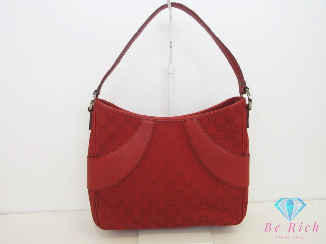 グッチ GUCCI ワンショルダーバッグ 113012 GG 赤 レッド キャンバス レザー ロゴ セミショルダー ハンドバッグ 鞄 【中古】【送料無料】bk10715