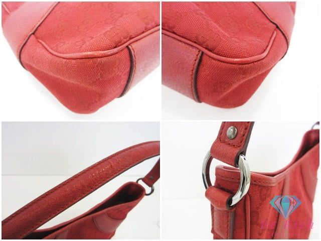 グッチ GUCCI ワンショルダーバッグ 113012 GG 赤 レッド キャンバス レザー ロゴ セミショルダー ハンドバッグ 鞄 【中古】【送料無料】bk10715