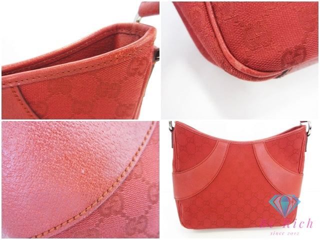 グッチ GUCCI ワンショルダーバッグ 113012 GG 赤 レッド キャンバス レザー ロゴ セミショルダー ハンドバッグ 鞄 【中古】【送料無料】bk10715