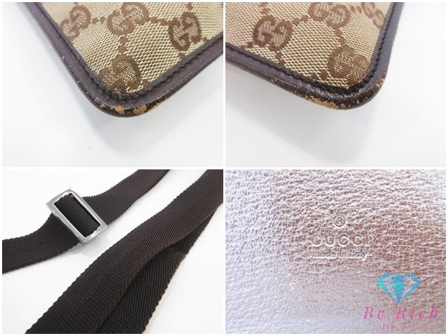 グッチ ショルダーバッグ 27639 GG キャンバス 茶 ブラウン カーキ レザー クロスボディ GUCCI ポシェット【中古】【送料無料】 bk10718