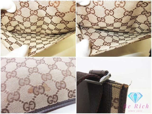 グッチ ショルダーバッグ 27639 GG キャンバス 茶 ブラウン カーキ レザー クロスボディ GUCCI ポシェット【中古】【送料無料】 bk10718