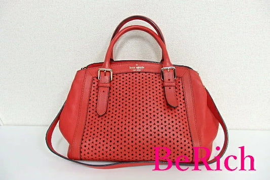 ケイト スペード kate spade 2way ショルダーバッグ PXRU4041 マーサー アイル スローン レッド 赤 パンチング レザー トートバッグ ロゴ 肩掛け 鞄 【中古】【送料無料】 bk6199