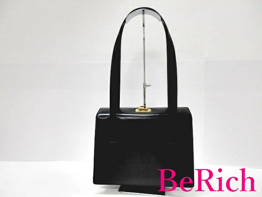 フェラガモ Salvatore Ferragamo ガンチーニ ショルダーバッグ 黒 ブラック レザー ロゴ ハンドバッグ 鞄 【中古】【送料無料】 bk6971