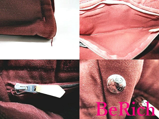 エルメス HERMES トートバッグ ハンドバッグ フールトゥ PM 赤 レッド キャンバス ロゴ 手提げ 通勤 通学 鞄 【中古】【送料無料】bk6973