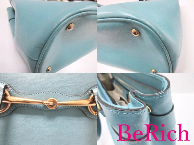 グッチ GUCCI 2way ショルダーバッグ ハンドバッグ 319795 ホースビット ターコイズ ブルー レザー GG ロゴ 鞄  【中古】【送料無料】 bk6987