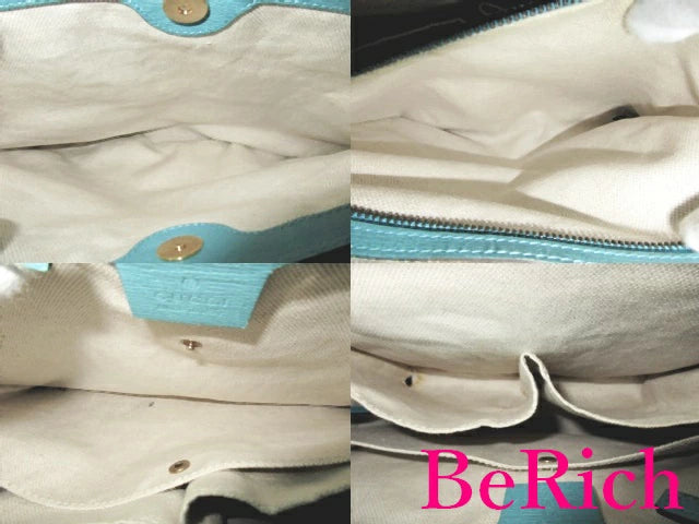 グッチ GUCCI 2way ショルダーバッグ ハンドバッグ 319795 ホースビット ターコイズ ブルー レザー GG ロゴ 鞄  【中古】【送料無料】 bk6987