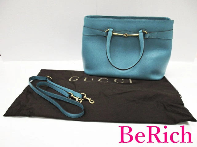 グッチ GUCCI 2way ショルダーバッグ ハンドバッグ 319795 ホースビット ターコイズ ブルー レザー GG ロゴ 鞄  【中古】【送料無料】 bk6987