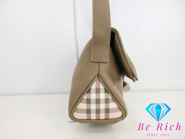 バーバリー BURBERRY ショルダーバッグ ブラウン 茶 ベージュ レザー ロゴ 斜め掛け 【中古】【送料無料】 bk7777