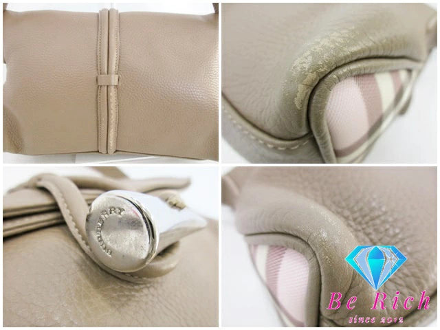 バーバリー BURBERRY ショルダーバッグ ブラウン 茶 ベージュ レザー ロゴ 斜め掛け 【中古】【送料無料】 bk7777