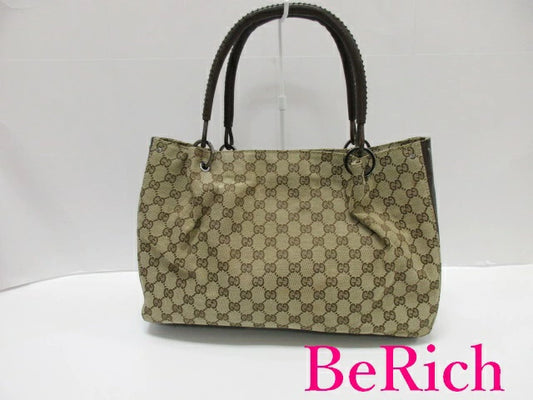 グッチ トートバッグ 115015 GG キャンバス 茶 ブラウン レザー ハンドバッグ GUCCI 【中古】【送料無料】 bk7914