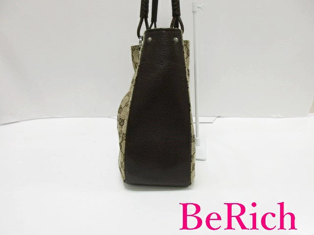 グッチ トートバッグ 115015 GG キャンバス 茶 ブラウン レザー ハンドバッグ GUCCI 【中古】【送料無料】 bk7914