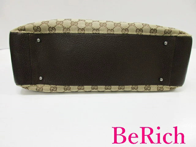 グッチ トートバッグ 115015 GG キャンバス 茶 ブラウン レザー ハンドバッグ GUCCI 【中古】【送料無料】 bk7914
