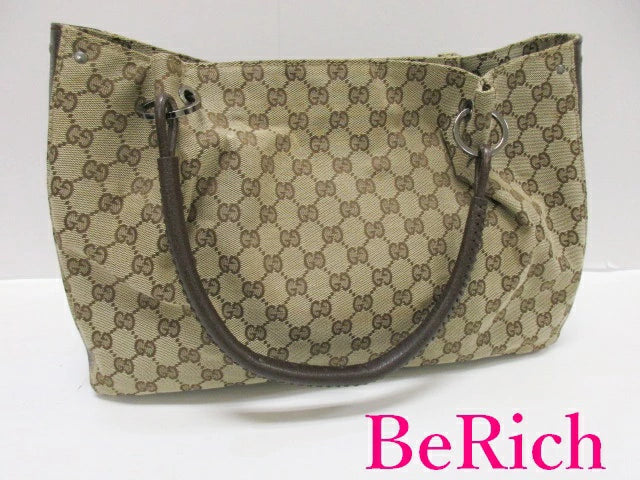 グッチ トートバッグ 115015 GG キャンバス 茶 ブラウン レザー ハンドバッグ GUCCI 【中古】【送料無料】 bk7914