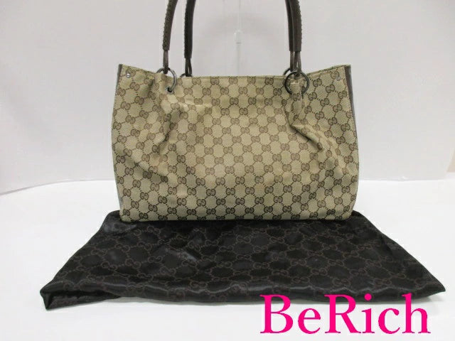 グッチ トートバッグ 115015 GG キャンバス 茶 ブラウン レザー ハンドバッグ GUCCI 【中古】【送料無料】 bk7914