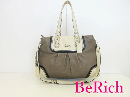 コーチ COACH アシュレイ スペクテーター 2way ショルダーバッグ F17096 PVC  レザー 白  ホワイト  ブラウン【中古】【送料無料】 bk8291