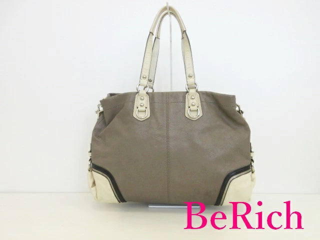 コーチ COACH アシュレイ スペクテーター 2way ショルダーバッグ F17096 PVC  レザー 白  ホワイト  ブラウン【中古】【送料無料】 bk8291