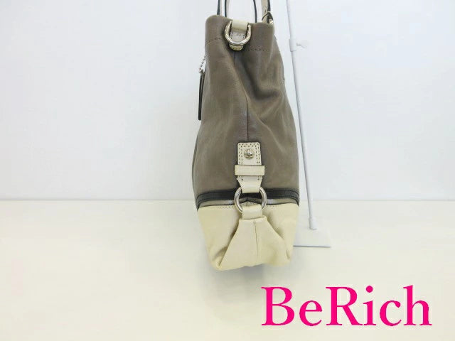 コーチ COACH アシュレイ スペクテーター 2way ショルダーバッグ F17096 PVC  レザー 白  ホワイト  ブラウン【中古】【送料無料】 bk8291