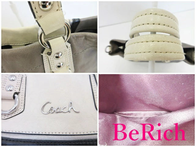 コーチ COACH アシュレイ スペクテーター 2way ショルダーバッグ F17096 PVC  レザー 白  ホワイト  ブラウン【中古】【送料無料】 bk8291