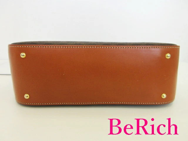 セリーヌ CELINE ハンドバッグ MC4 マカダム ブラウン 茶 PVC レザー ブラゾン ロゴ ショルダーバッグ 鞄 【中古】【送料無料】 bk8317