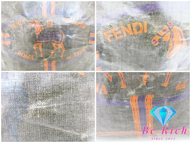 フェンディ FENDI トートバッグ セレリア ホース PVC レザー ブラウン オレンジ ロゴ ハンドバッグ 手提げ 鞄 【中古】【送料無料】 bk8318