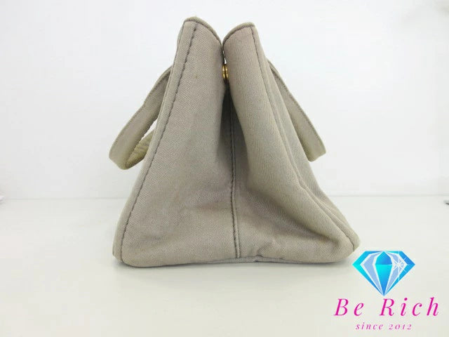 プラダ PRADA カナパ トートバッグ グレー キャンバス ロゴ ハンドバッグ 手提げ 肩掛け 鞄 【中古】【送料無料】bk8381