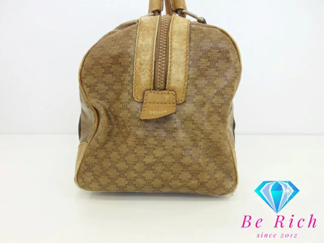 セリーヌ CELINE マカダム ミニ ボストンバッグ M05 ハンドバッグ ブラウン 茶 ブラゾン ロゴ 手提げ 旅行 鞄 【中古】【送料無料】 bk8395